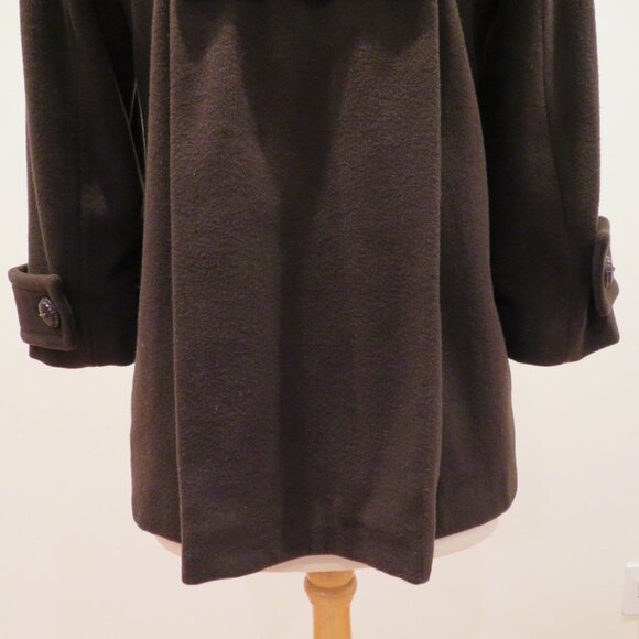 Women Medium Brown Wool Blend Coat Zara Basic Short Structured Invert Box Pleats - Picture 10 of 16